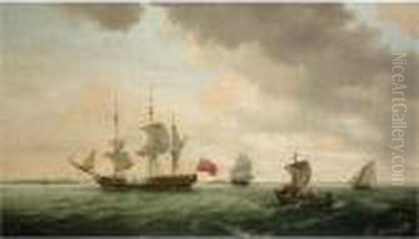 Shipping Off Harwich Oil Painting by Thomas Luny