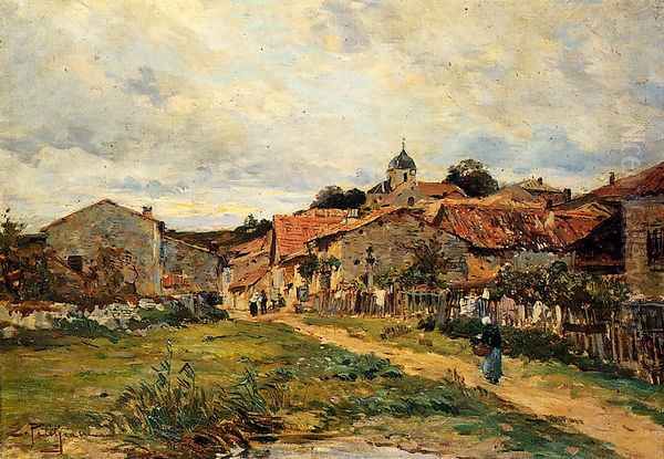 The Village Road Oil Painting by Edmond Marie Petitjean