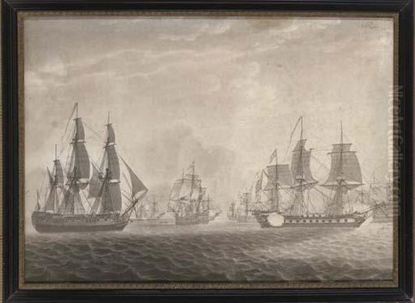 East India Company Ship General 
Goddard, Capturing Seven Dutch East Indiamen Off St Helena, 14th June, 
1795, By R. Pollard Oil Painting by Thomas Luny