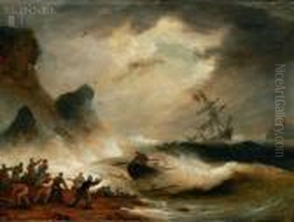 The Wreck Of The Brig Warren Of Whitehaven... Oil Painting by Thomas Luny