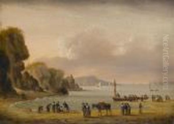 Unloading The Catch Oil Painting by Thomas Luny