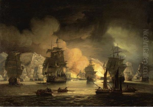 The Bombardment Of Algiers Oil Painting by Thomas Luny