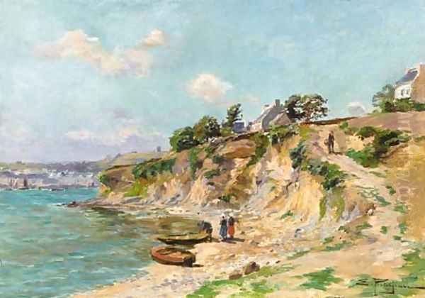 The bay at Audierne Oil Painting by Edmond Marie Petitjean