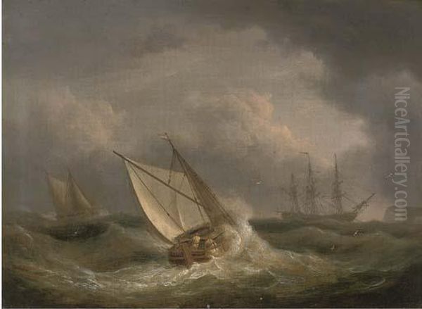 Riding Out The Gale Off The Ness Oil Painting by Thomas Luny