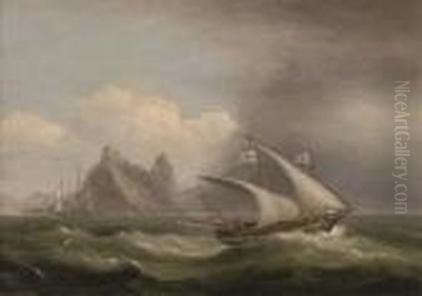 An Armed Xebec In The Mediterranean Oil Painting by Thomas Luny