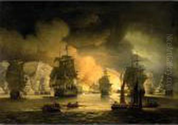 The Bombardment Of Algiers Oil Painting by Thomas Luny