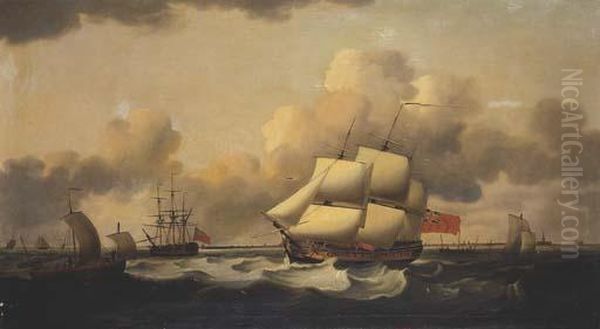 Shipping Under Sail Oil Painting by Thomas Luny