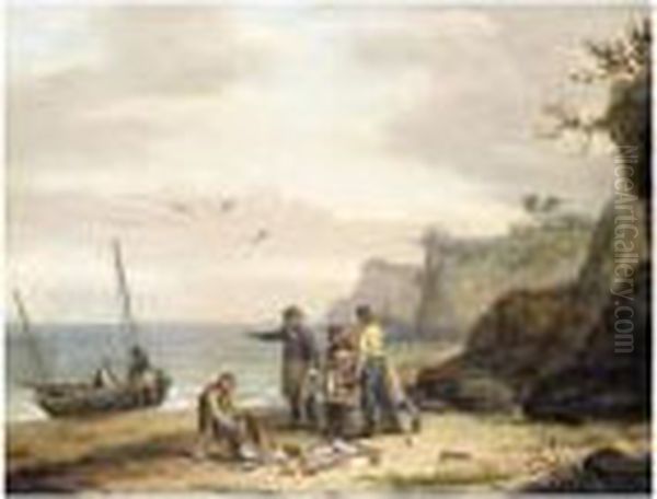 Fisherman Landing The Catch Oil Painting by Thomas Luny