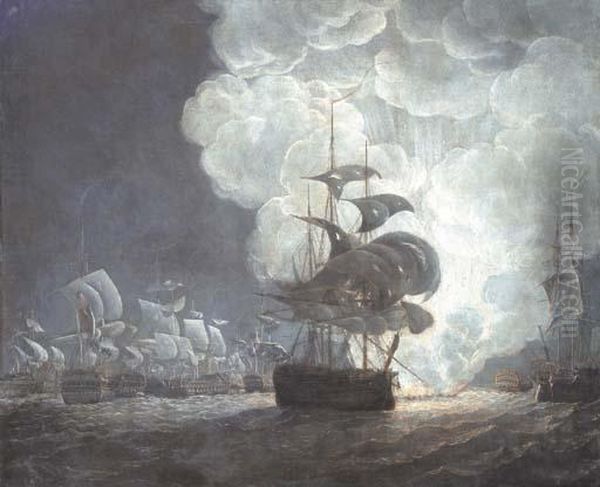 Battle Of The L'orient Oil Painting by Thomas Luny