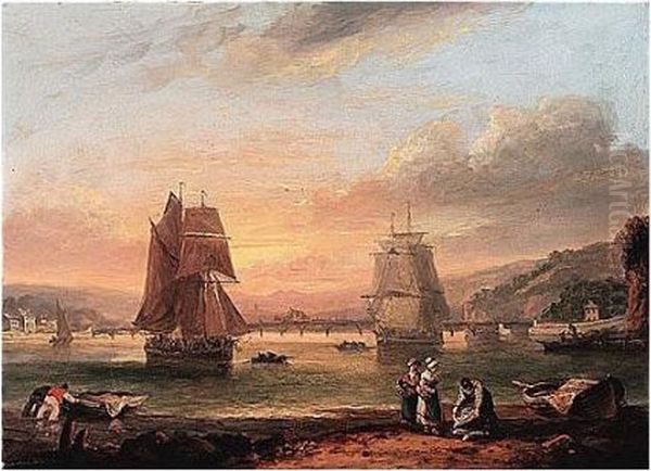 Coastal Scene Oil Painting by Thomas Luny