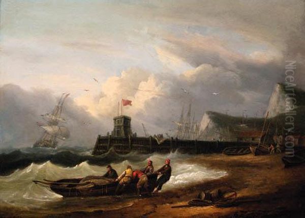 Dover As The Storm Approaches Oil Painting by Thomas Luny