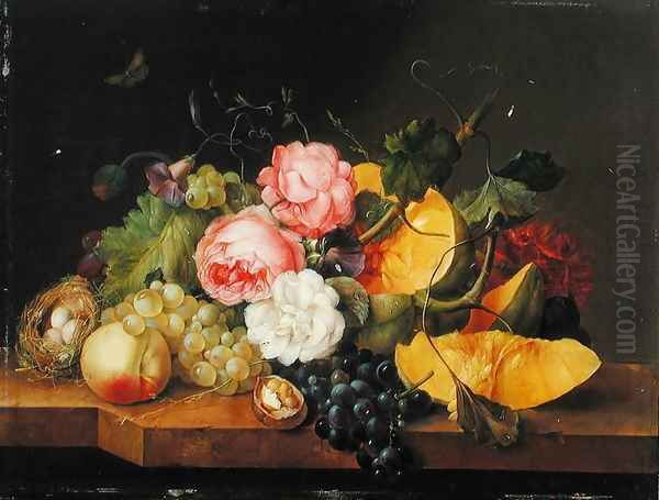 Still life with Flowers and Fruit, 1821 Oil Painting by Franz Xaver Petter