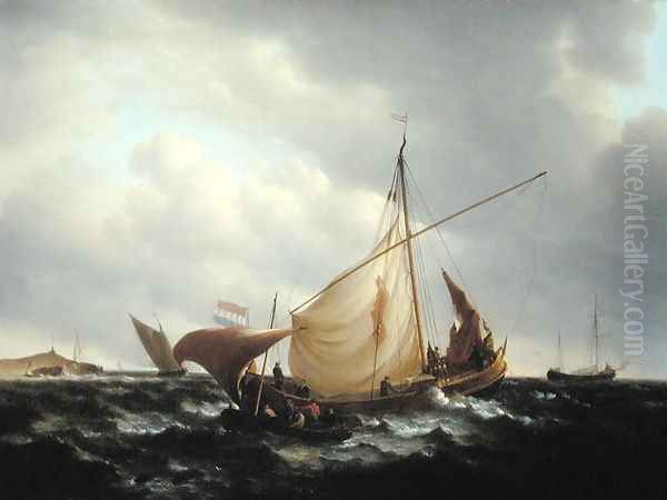 Dutch Boat Putting to Sea, 1801 Oil Painting by Charles Martin Powell