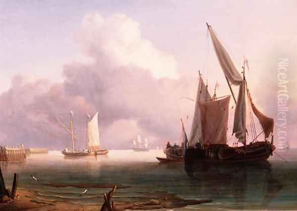 Becalmed Estuary with Dutch Pinks Oil Painting by Charles Martin Powell