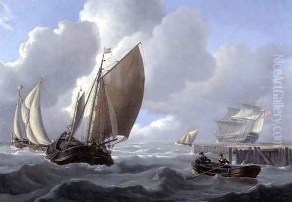 Shipping off the Dutch Coast Oil Painting by Charles Martin Powell