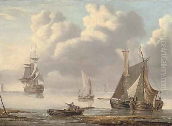 Shipping at anchor in a calm Oil Painting by Charles Martin Powell