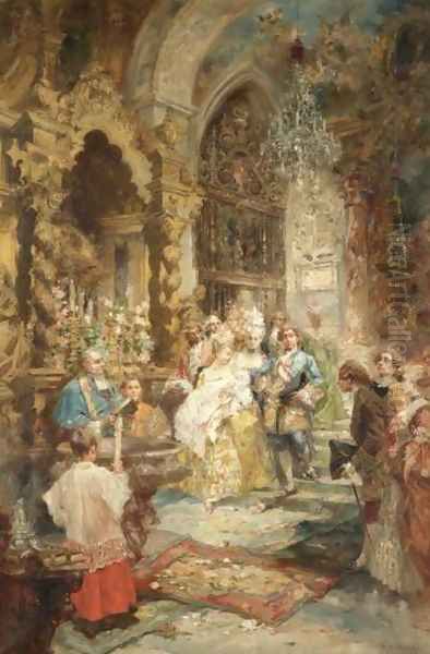 Baptism (El Bautizo) Oil Painting by Vicente Garcia de Paredes