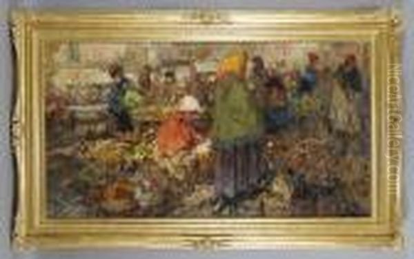 Mercato A Torino Oil Painting by Alessandro Lupo