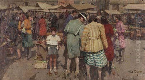 Mercato A Primavera Oil Painting by Alessandro Lupo