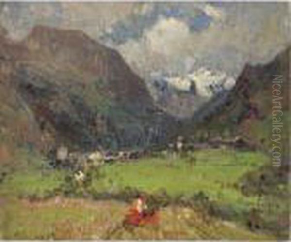 Figura A Gressoney Oil Painting by Alessandro Lupo