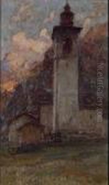 Il Campanile Di Gressoney La Trinite Oil Painting by Alessandro Lupo