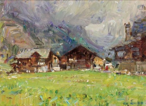 Baita In Montagna Oil Painting by Alessandro Lupo