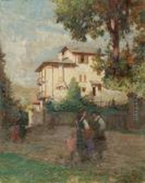 La Casa D'estate Olio Su Cartone Oil Painting by Alessandro Lupo