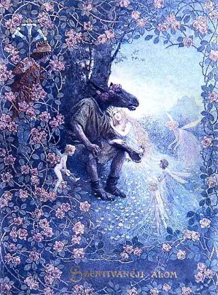 Illustration from A Midsummer Nights Dream by William Shakespeare 1565-1616 c.1900 Oil Painting by Christian August Printz