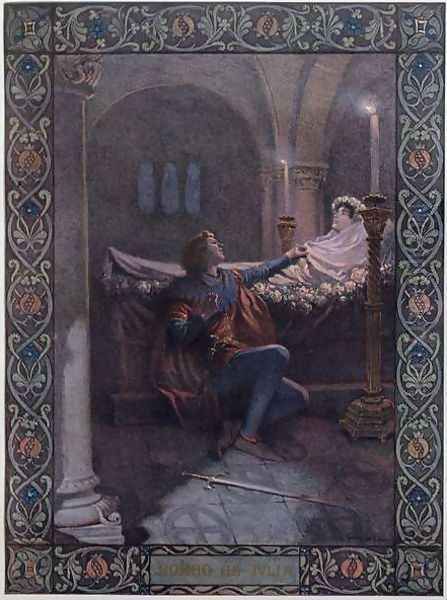 Romeo and Juliet, c.1900 Oil Painting by Christian August Printz