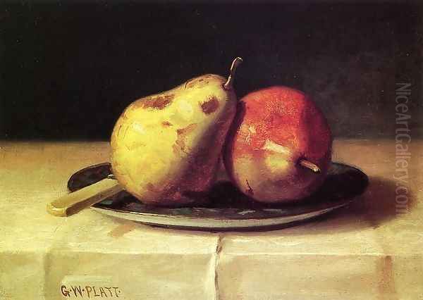 Two Pears on a Dish Oil Painting by George W. Platt