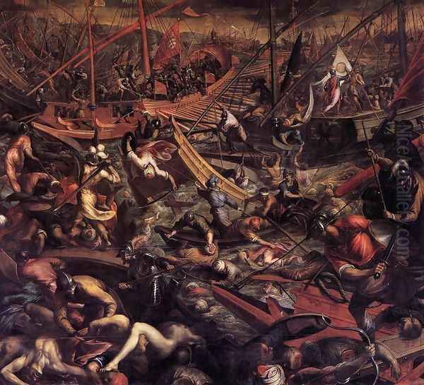 Naval Victory of the Venetians at Jaffa 1590s Oil Painting by Sante Peranda