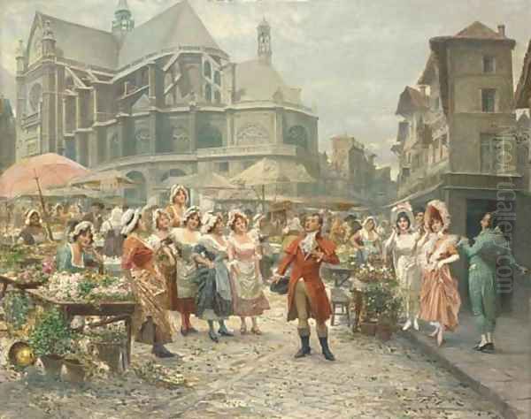 The entertainer at Les Halles, Paris Oil Painting by Alonso Perez