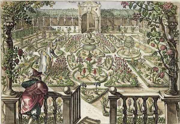 Spring Garden, from Hortus Floridus, published 1614-15 2 Oil Painting by Crispijn van de Passe