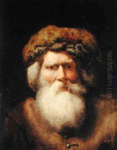 Portrait of an Old Man with Fur Hat, 1654 Oil Painting by Christoph Paudiss