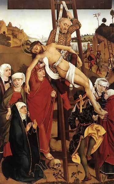 Crucifixion of the Hof Altarpiece 1465 Oil Painting by Hans Pleydenwurff