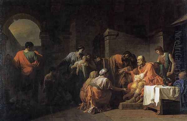 Belisarius Receiving Hospitality from a Peasant Who Had Served under Him Oil Painting by Jean-Francois-Pierre Peyron