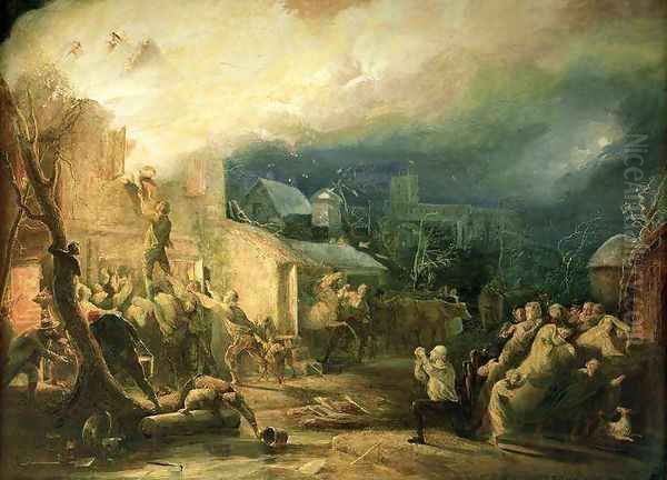 The Rescue of John Wesley from the Epworth Rectory Fire, 1840 Oil Painting by Henry Perlee Parker