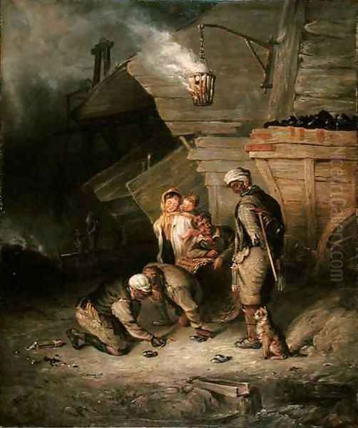 Pitmen Playing at Quoits Oil Painting by Henry Perlee Parker