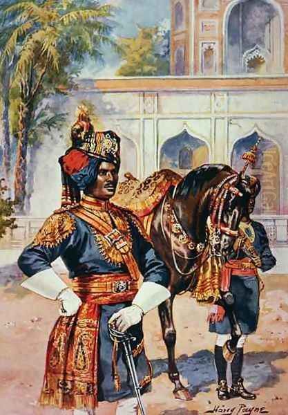 An Indian Imperial Cadet Oil Painting by Henry A. (Harry) Payne