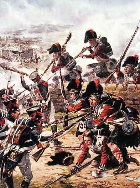 The Attack of the Black Watch, illustration from Glorious Battles of English History by Major C.H. Wylly, 1920s Oil Painting by Henry A. (Harry) Payne