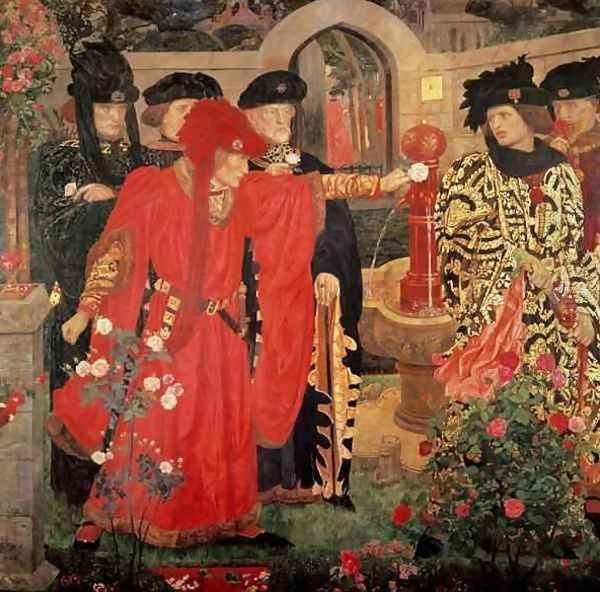 Choosing the Red and White Roses in the Temple Garden, 1910 Oil Painting by Henry A. (Harry) Payne