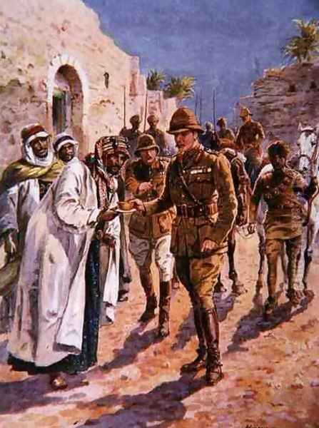 The Arab Sheikhs Hospitality to General Maude, illustration from Brave Deeds by Brave Men, by C. Sheridan Jones, pub. 1922 Oil Painting by Henry A. (Harry) Payne