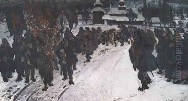 Hucul Funeral Oil Painting by Fryderyk Pautsch