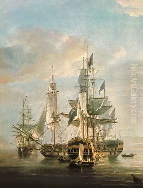 Nelsons Flagships at Anchor, 1807 Oil Painting by Nicholas Pocock