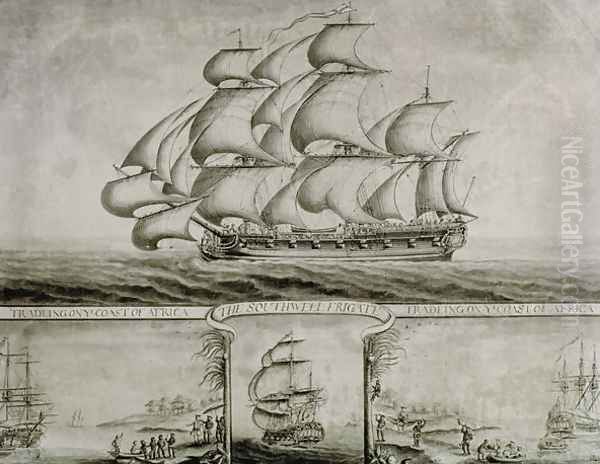 View of the Southwell Frigate Trading on the Coast of Africa, c.1760 Oil Painting by Nicholas Pocock