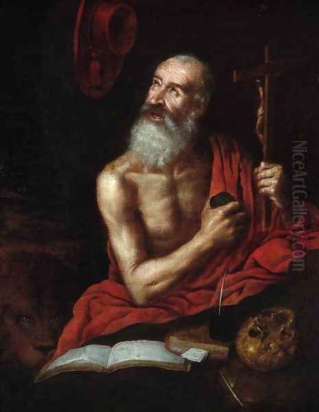 St Jerome 1636 Oil Painting by Antonio Puga