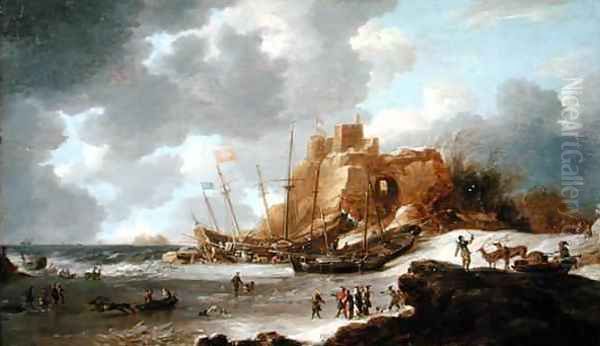 Norwegian coastal scene Oil Painting by Jan Peeters