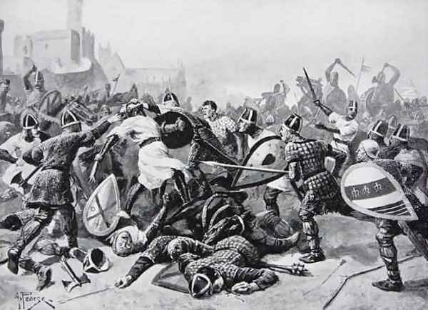 Stephen taken prisoner at the Battle of Lincoln, 1141, illustration from The History of the Nation Oil Painting by Alfred Pearse