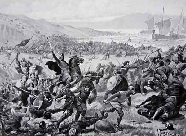 The great battle of Brunanburgh, 937, illustration from the book The History of the Nation Oil Painting by Alfred Pearse