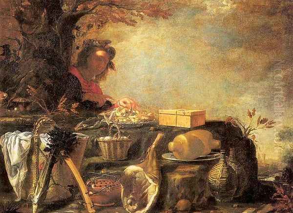 Young Man with a Picnic Oil Painting by Giovanni Pini